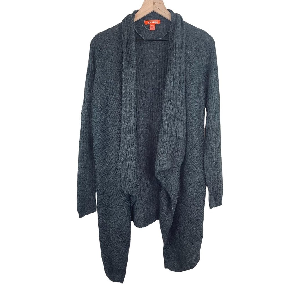 Joe Fresh grey charcoal cascade open front flyaway cardigan extra small MSRP 39 - Picture 3 of 12
